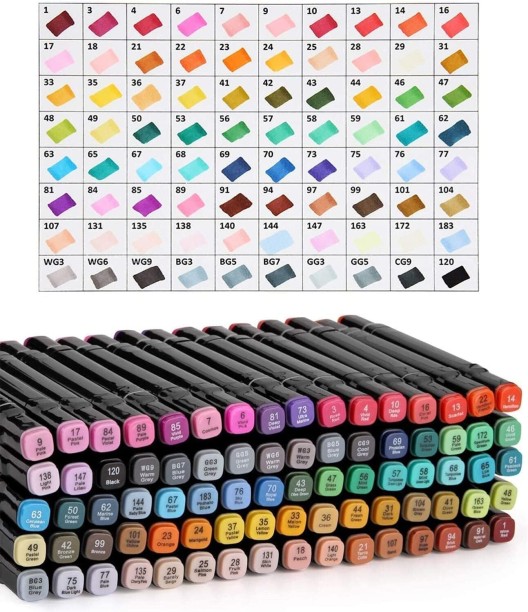 Miss Bliss Imports 80 Colour Dual Tip Art Markers in Zipped storage case Draw Colour Scrapbook