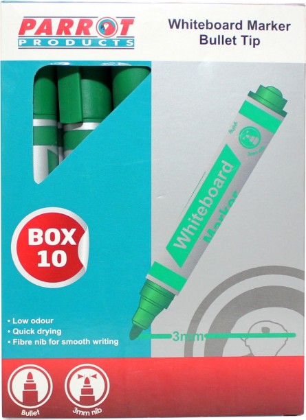 Parrot Products Whiteboard Markers (10 Markers - Bullet Tip - Green)