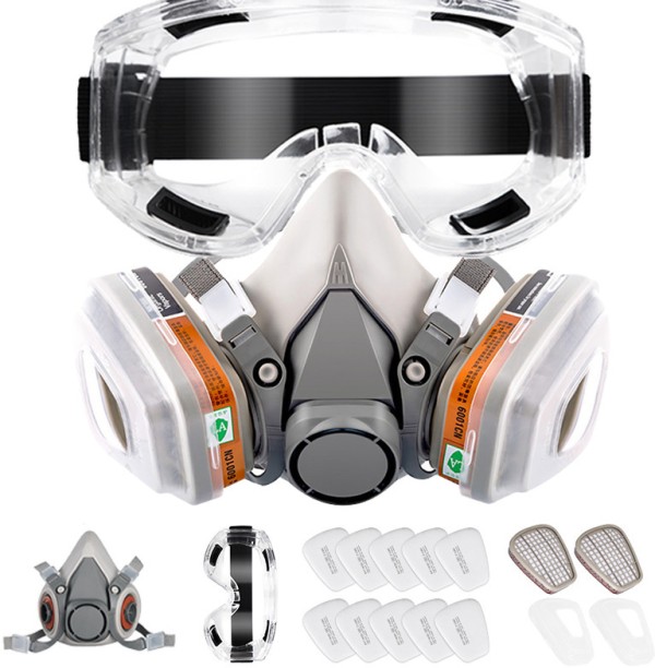 LocateLuxe 6200 anti-dust and poison 7-piece set + anti-fog large eye mask + 8 pieces of cotton Half Mask