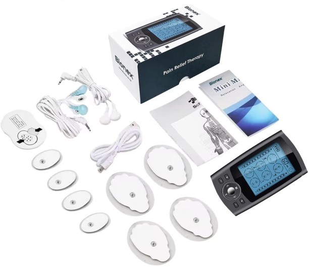Bionex Dual Channel TENS & EMS Unit with 24 Modes for Pain Relief and Muscle Stimulation, Electronic Pulse Massager with 6 electrodes. TENS Massager