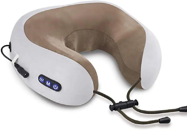 ELECTRO WORLD U-Shaped Neck Massage Pillow with Built in Battery Vibration Massager