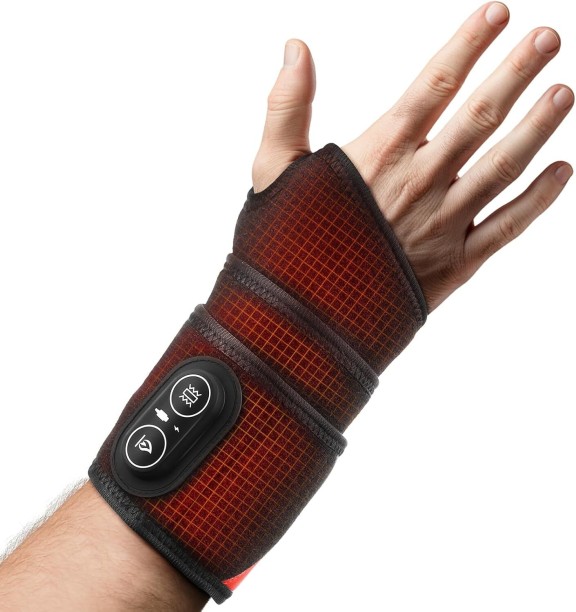 RAR Cordless Wrist Heating Pad for Arthritis & Carpal Tunnel Relief, FSA Eligible Items List Hand Wrap Brace 3 Heats and Vibrations, Versatile Heating Pad HSA Approved Products Only Acupressure Massager