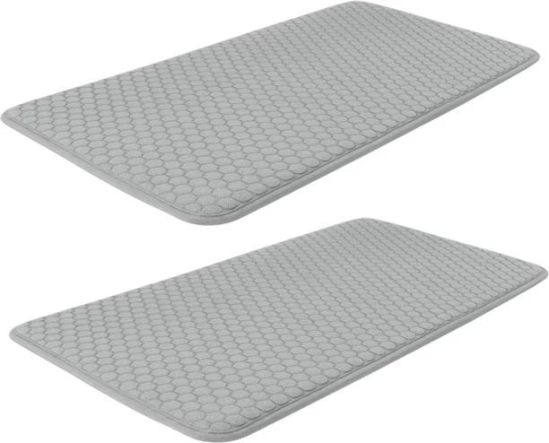 Bathlux Memory Foam Bath Mat Set Honeycomb Pattern Grey 2 Pack Bathroom Mat