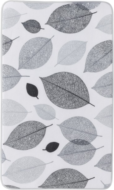 Bathlux Modern Bath Mat with Grey Leaf Pattern Non-Slip Bathroom Rug 45*75cm Bathroom Mat