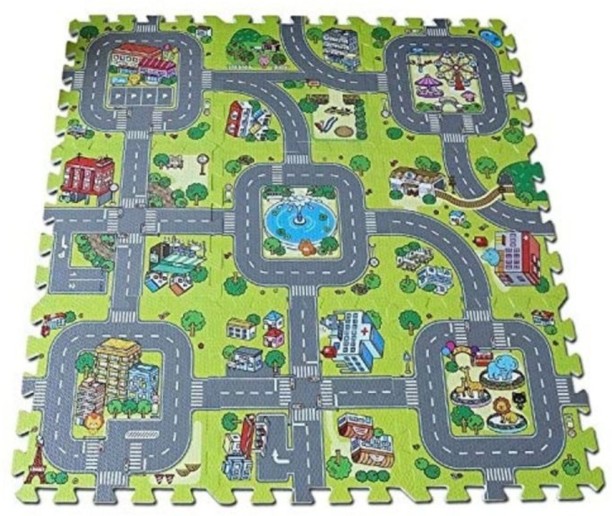 Growing Minds Race Track Puzzle Mat (9 Pieces) Floor Mat