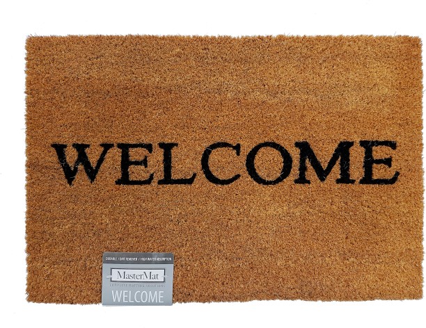 MasterMat Welcome Coir Doormat 100% Natural Coir & PVC Backing - 40x60cm - Welcome Door Mat
