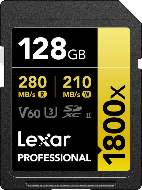 Lexar 1800x UHS II C10, U3 GOLD SDXC 128 GB  Memory Card