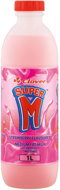 Clover Super M Flavoured Medium Fat Milk, Strawberry Flavour