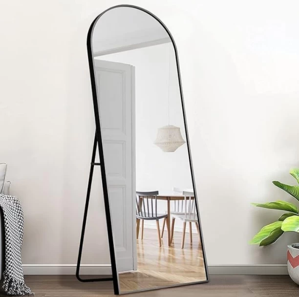 Generic Full Length Arch Mirror Wall Mounted Hanging Mirror with Stand Full Body Mirror Bathroom Mirror