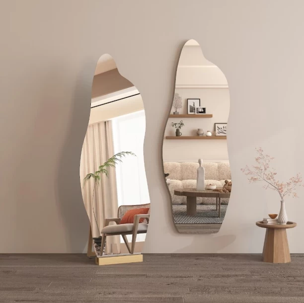 GENERIC Wall Mirrors Home Decor Modern Decoration Living Room Stickers Mirror Furniture Wall Design Fashion Irregular Wave Full Body Bathroom Mirror