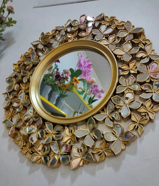 shah Round Butterfly Frame Mirror Decorative Mirror