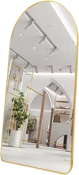 Generic 37*147Cm Gold Frame Standing/Wall Mounted Rectangular Mirror Decorative Mirror