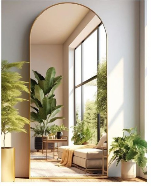 Novafurn Arched Full Length Gold 190 x 90 cm, Floor Standing / Wall Mount Contemporary Style Decorative Mirror