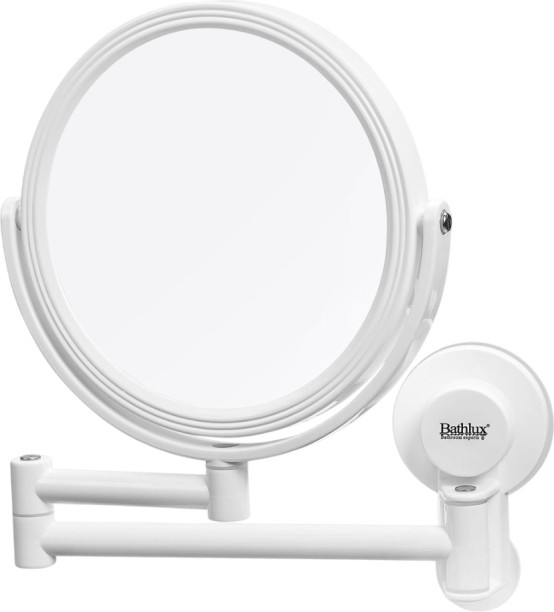 Bathlux Rotatable Wall Mounted Makeup Mirror Dual-Arm Extendable with Strong Suction Cup Bathroom Mirror