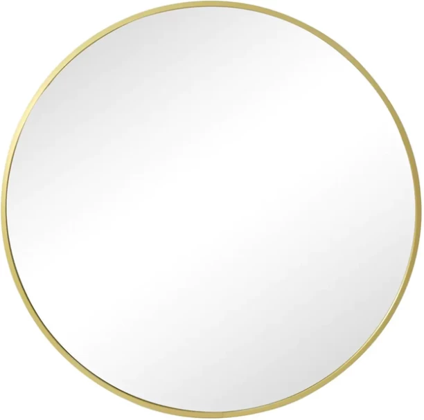 WOODLY Mirror, Round, Gold Frame, 600mm Bathroom Mirror