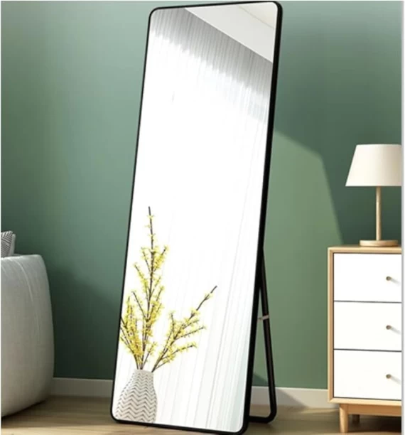 Generic 160*50CM Full Length Mirror Rectangle Body Dressing Floor Standing Mirrors for Bedroom & Cloakroom, Black Decorative Mirror