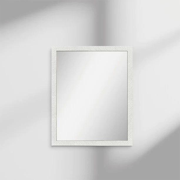 WOODLY Mirror, White, Textured, 600mm x 400mm Bathroom Mirror