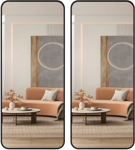 Wobuciko Wall Mirror Rectangular Black Metal Frame 70*180cm 2 Pack Decorative Mirror