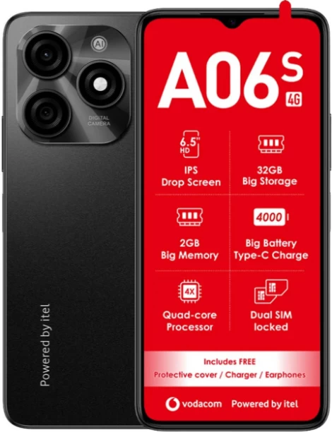 Vodacom A06s 4G (Black, 32 GB)
