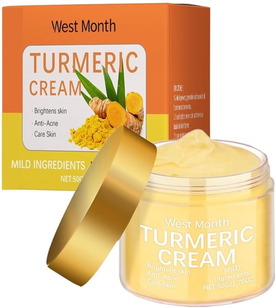 WEST MONTH Turmeric Brightening Moisturizing Face Cream ，All Natural Pure Turmeric Cream with Vitamin C，Hydrating Anti-Aging Daily Moisturizer (1)