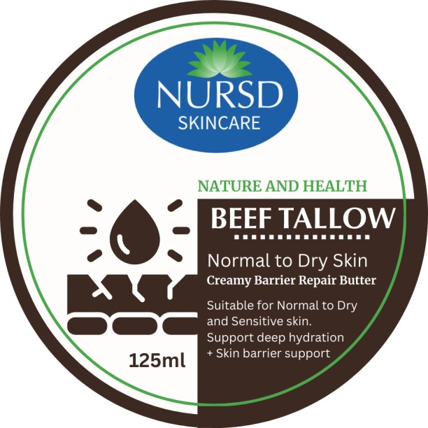 nursd organics Tallow Nourishing Body Butter – Deep Hydration for Dry & Sensitive Skin | 100% Natural | Lavender & Rosemary | 125ml