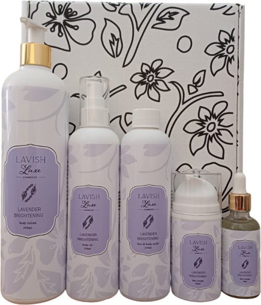 Lavish Luxe Cosmetics 5 Piece Lavender Brightening Cosmetic Set