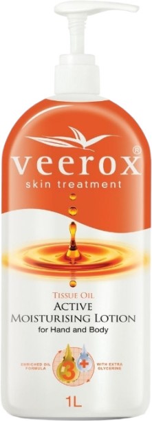veerox Active Moisturizing Lotion with Tissue Oil - 1 Litre Pump