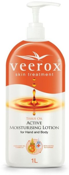 Veerox Skin Treatment Tissue Oil Active Moisturising Lotion - 1L Pump Bottle