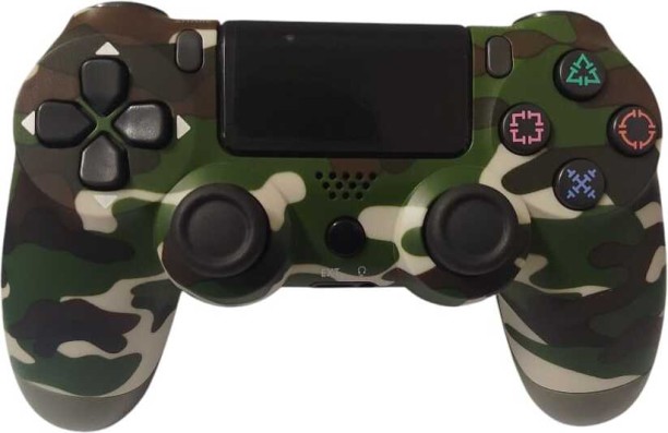TGT- Double Shock Vibration 4 Wireless Controller Compatible With PS4 & PC Gamepad with Dual Vibration, USB Charging- Camo Dark Green.  Motion Controller