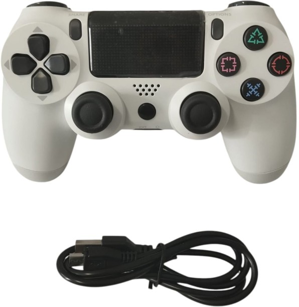 TGT- Double Shock Vibration 4 Wireless Controller Compatible With PS4 & PC Double-Motion Vibration 4 Gamepad with Dual Vibration, USB Charging- White  Motion Controller