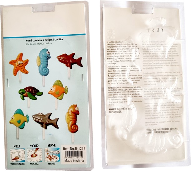 Maruti Groups Lollipop Mold - Fish, Seahorse, Sea Animals, Star Fish Mould Shape Plastic Chocolate Moulds - Bakeware - Cake Decorating / Plastic Chocolate Mold Glass Chocolate Mould 5