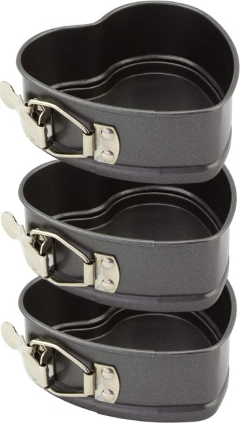 Wobuciko Mini Heart Shaped Springform Cake Pan Set 3 Piece -11.5*11.5*4.5cm Carbon Steel Cake Mould 1