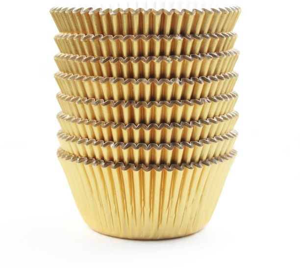 Maruti Groups 100 Pieces Metallic Gold Foil Cupcake Liners – Baking Cups for Weddings and Events, Number 7 / 7cm Paper Cake Mould 100