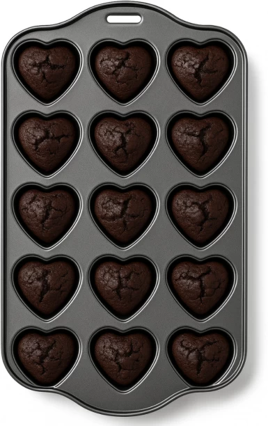 Wobuciko 12 Cup Mini Heart Muffin Tray Aluminium Cupcake/Muffin Mould 12
