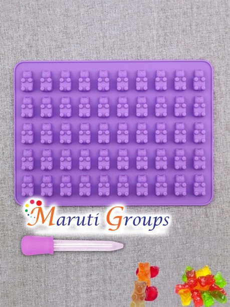 Maruti Groups 2pc Jelly Baby / Bear and Silicone Dropper Chocolate Silicone Mould – (19cm x 13.8cm) Silicone Cake Mould 1