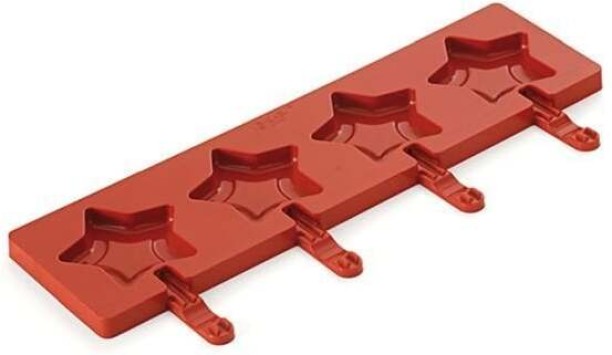 Maruti Groups 4 Cavity Stars Ice-Cream Cupcake Mould with Sticks / Popsicle / Lollipop Silicone Cake Mould 4