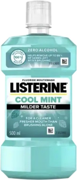 Listerine Less Intense Zero Alcohol Mouthwash - Cool Mint