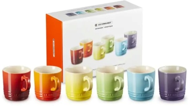 LE CRUESET Stoneware Set of 6, Rainbow Ceramic Coffee Mug