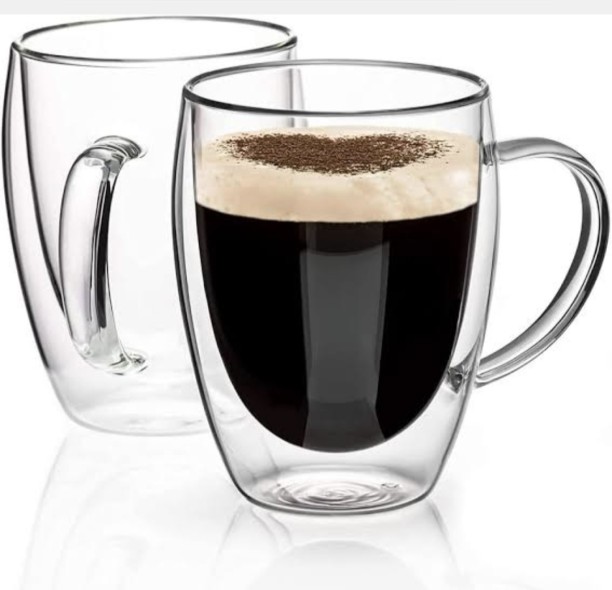 The Green Bliss Boutique DOUBLE WALL GLASS MUG Glass Coffee Mug