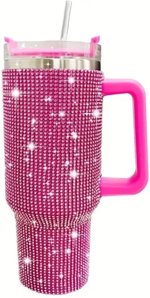 tumblers Sparkling Studded 40 oz Tumbler with Handle and Straw Lid Stainless Steel Tumbler