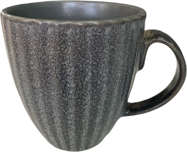 Crockery Centre Mug Embossed 6PC Grey Reactive - Kitchen Essentials Porcelain Coffee Mug