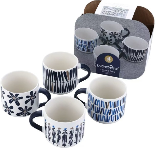 Leez Ceramic 4-Piece Set Ceramic Coffee Mug