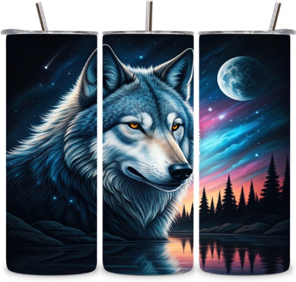 One Stop Gift Shop Celestial Cosmic Wolf Tumbler Stainless Steel Tumbler