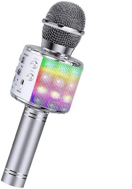 Umlozi Wireless Bluetooth Karaoke Microphone & Speaker For Kids - Silver Karaoke & Mike Toys
