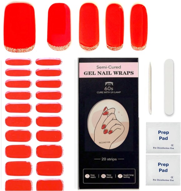 Uptown Glam 20pc Semi Cured Gel Nail Wraps, Gel Nail Strips, Nail Art