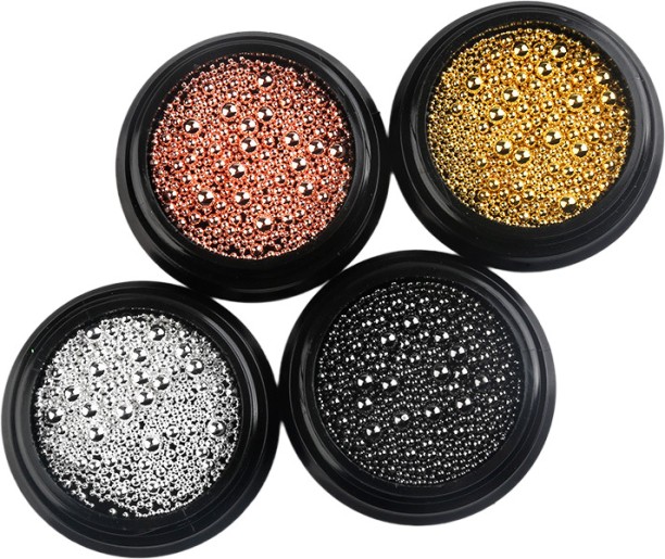 Aurora Products Nail Art Decor Metal Pellets Mixed Sizes - Silver