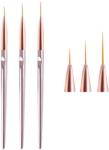 Aurora Products Rose Gold Light Weight Nail Art Fine Art Gel Brush Trio Set