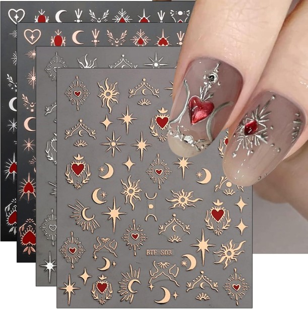 OEM 9 Sheets Moon Star Nail Art Stickers Decals Self-Adhesive