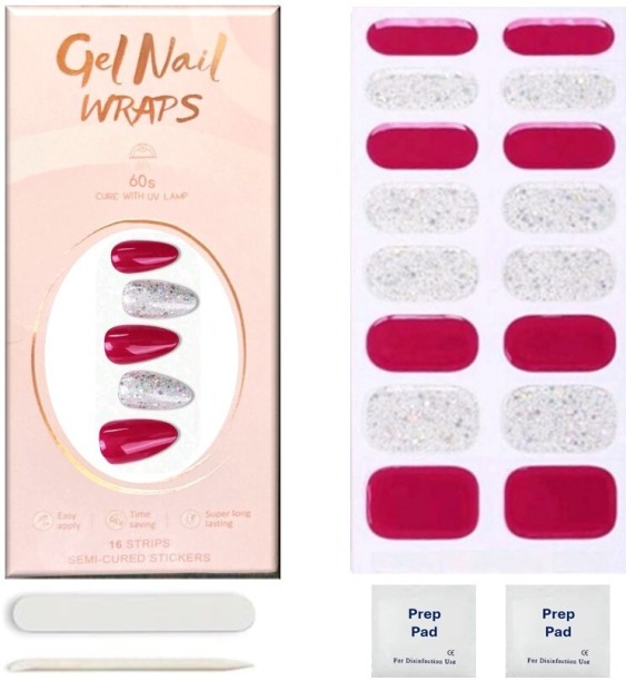 Uptown Glam 16pc Semi Cured Gel Nail Wrap, Gel Nail Strips