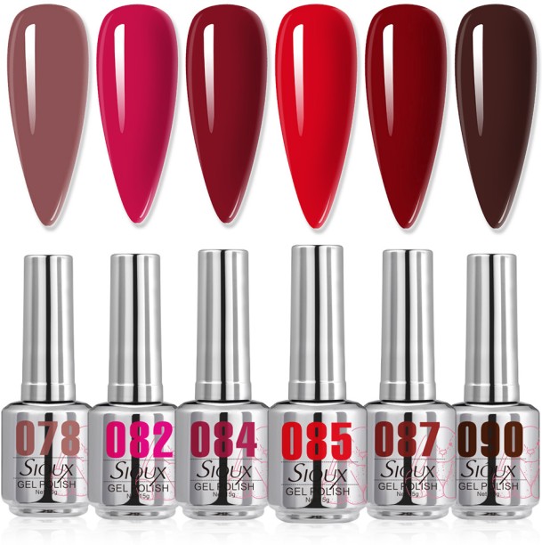 Nailtion Sioux Luxe Rouge Gel Polish Collection - 6 Piece (15ml Each)